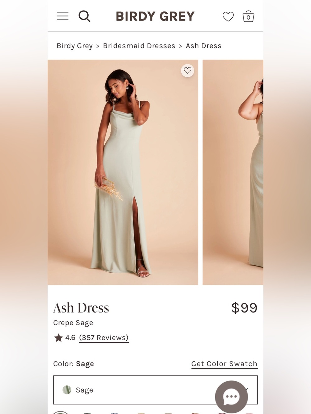 Birdy Grey Ash Dress in Crepe Sage